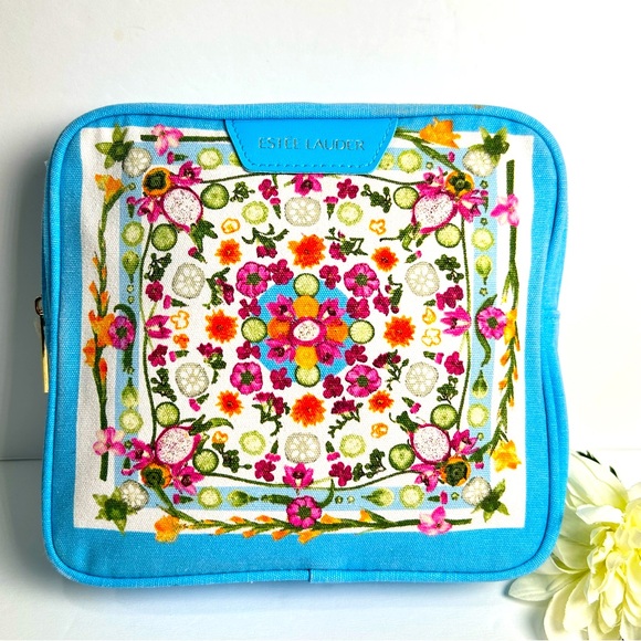 Estee Lauder Handbags - Estée Lauder X Amba Locke Limited Edition Light Blue Zip Around Cosmetic Bag NEW